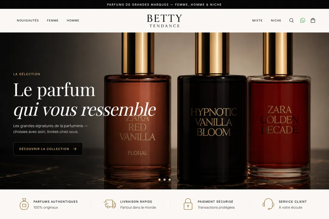 Boutique Betty Tendance créée avec Shopilite